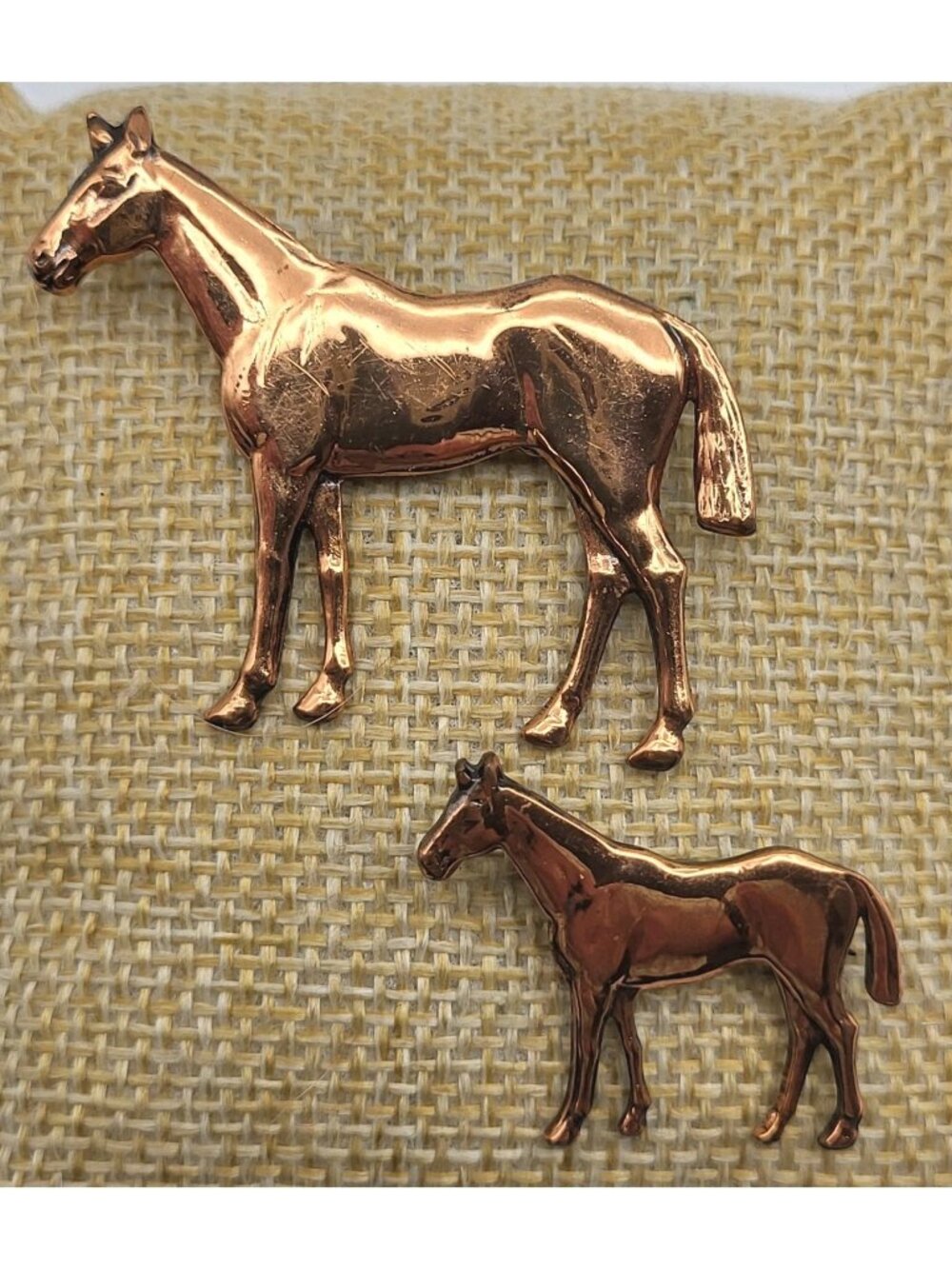Vintage Copper Horse Pony Brooch pin lot MCM Equestrian Western